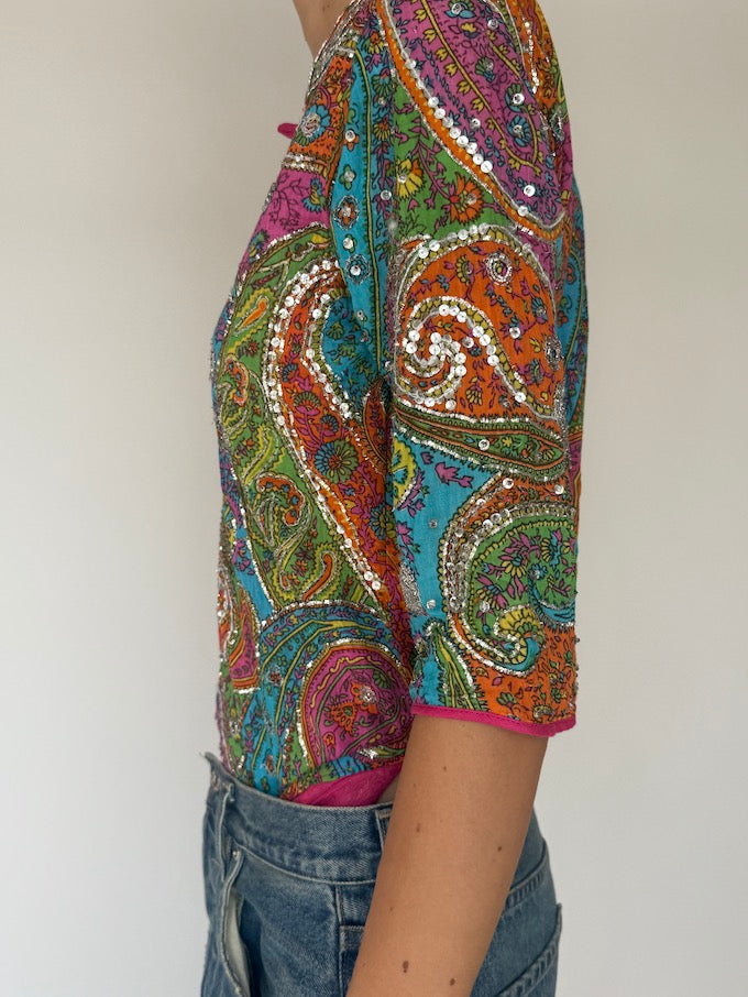 Vintage Sequin Paisley Top 6330