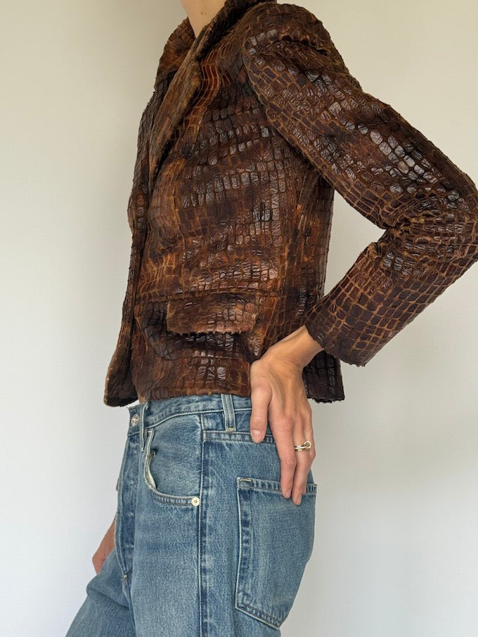 Vintage Croc-Embossed Blazer 6637