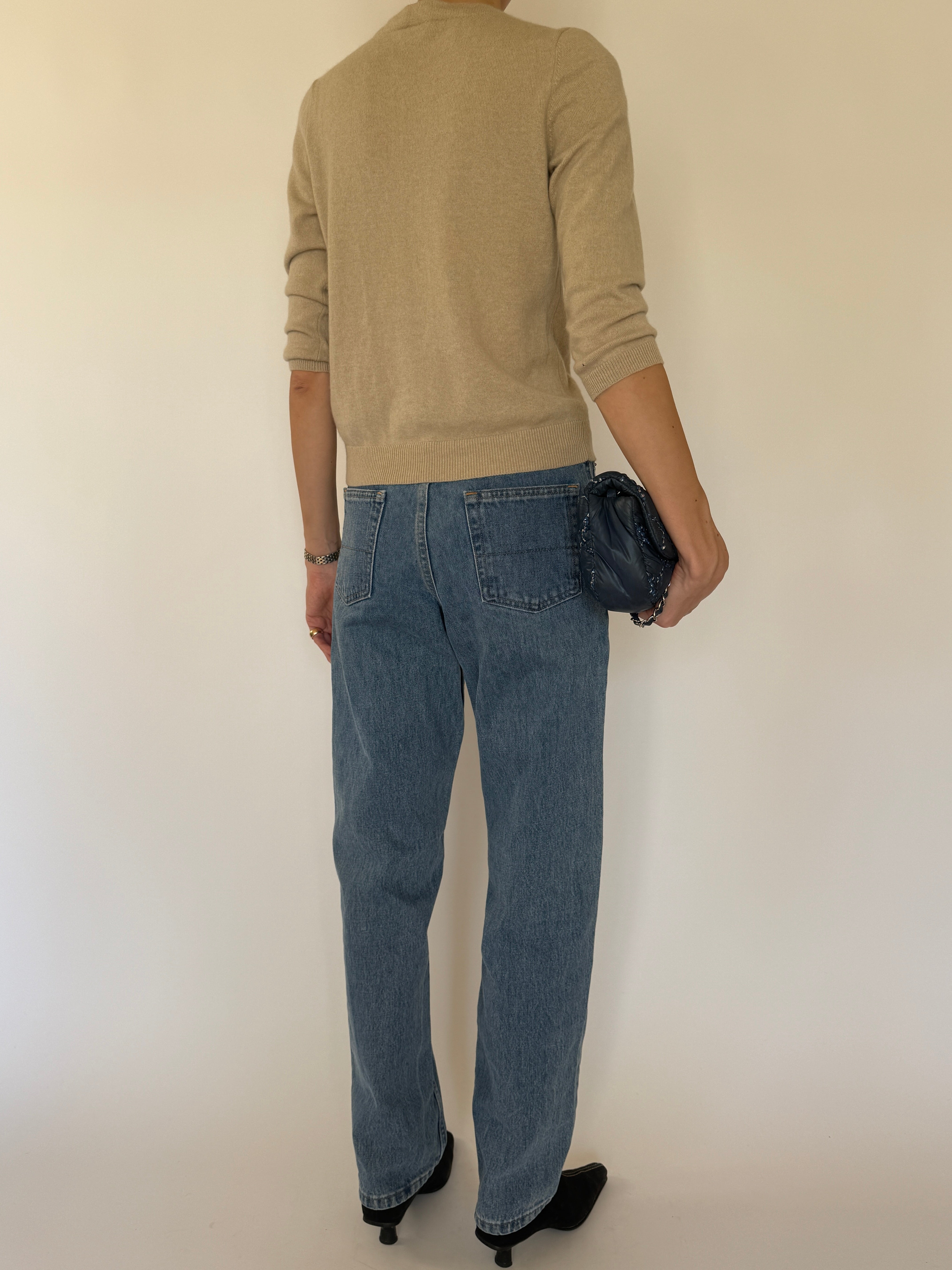 Vintage beige cashmere sweater back view