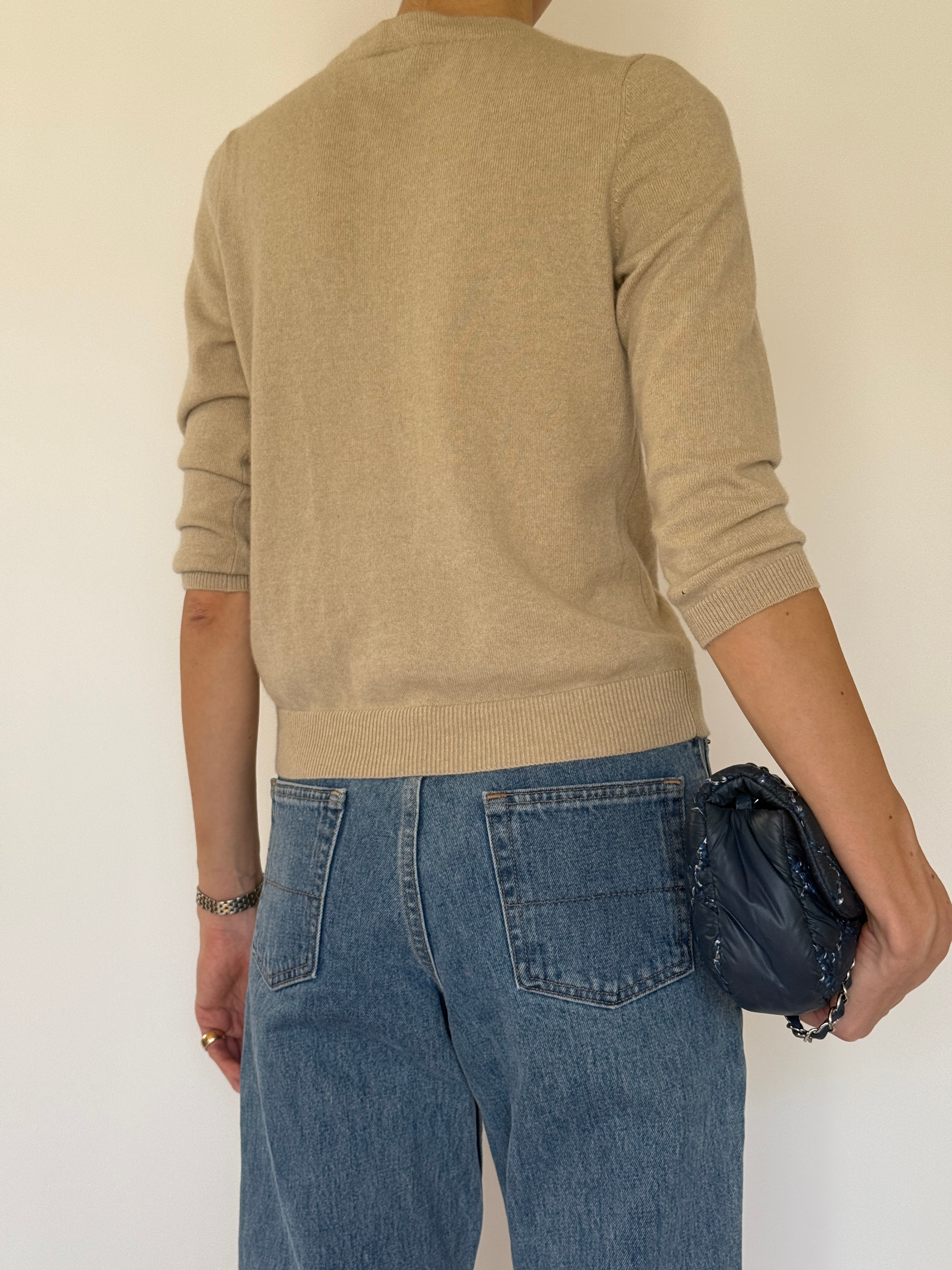 Vintage beige cashmere sweater back view