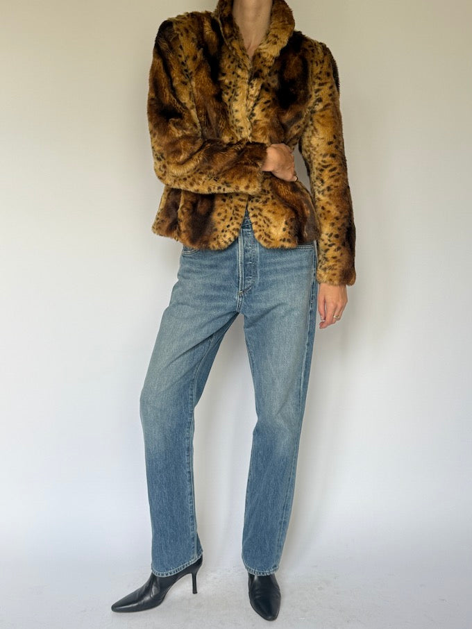 Vintage Faux Fur Leopard Jacket