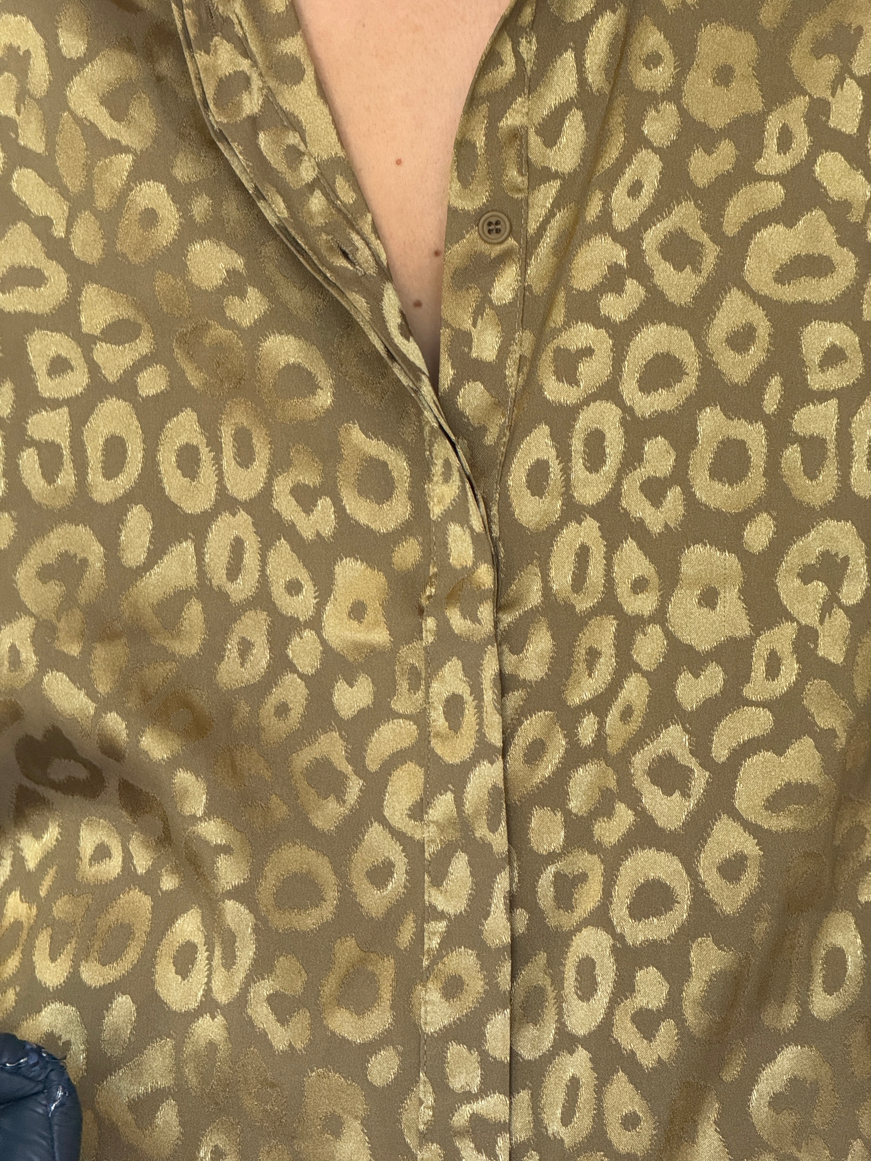 Vintage olive leopard shirt front view