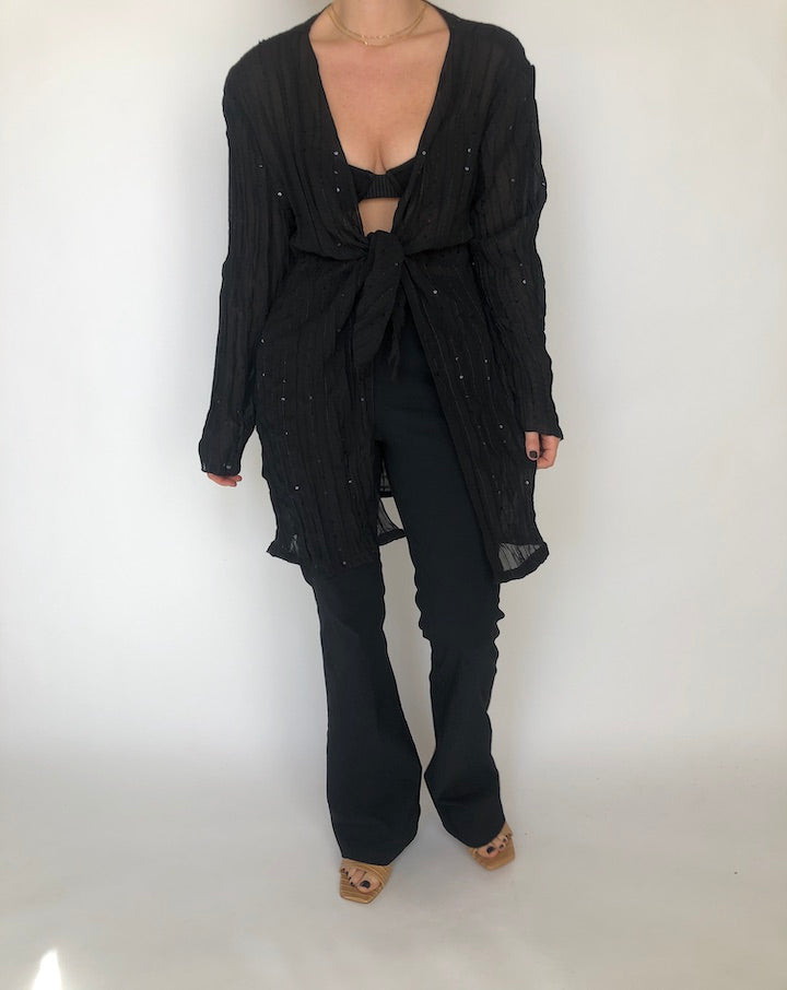 VINTAGE OVERSIZED TIE SEQUIN CARDIGAN 391