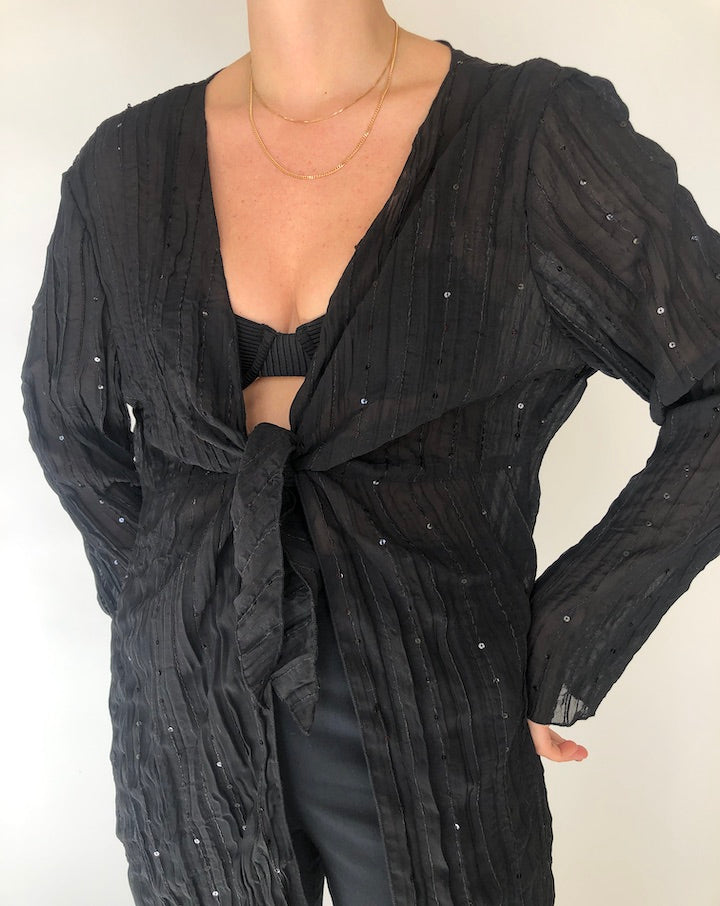 VINTAGE OVERSIZED TIE SEQUIN CARDIGAN 391
