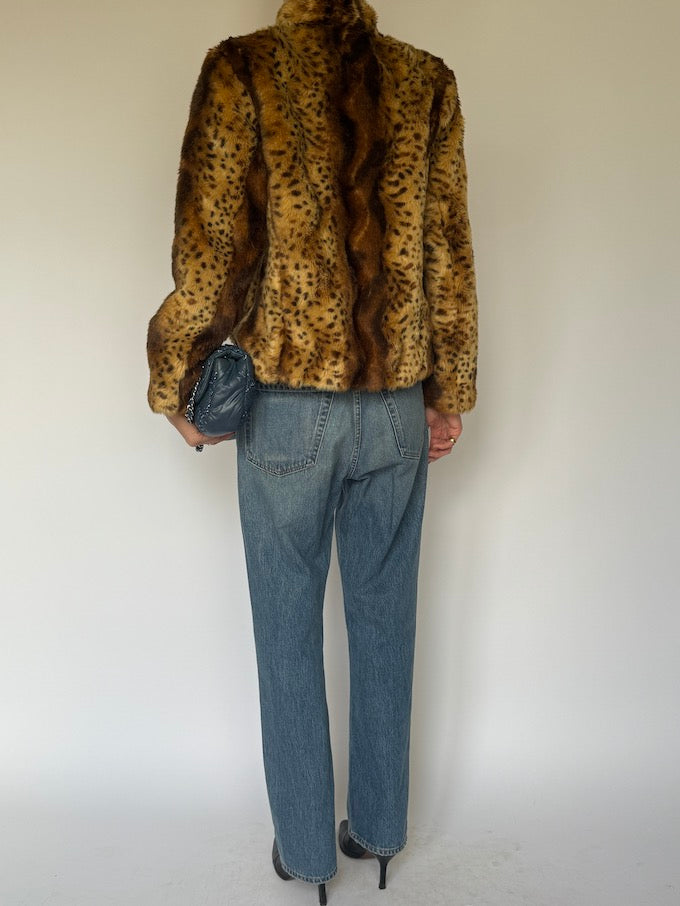 Vintage Faux Fur Leopard Jacket
