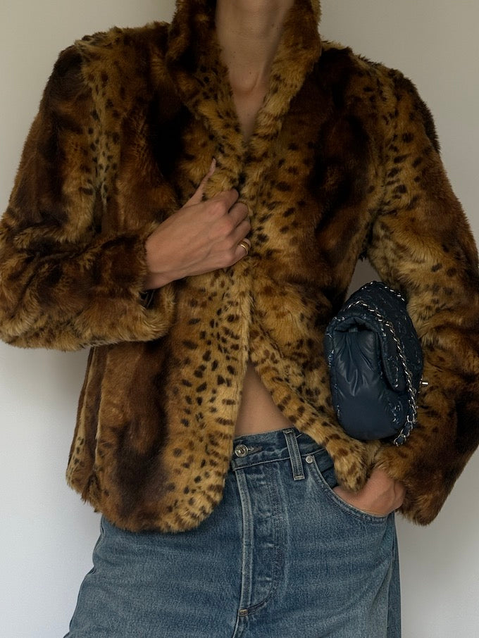 Vintage Faux Fur Leopard Jacket