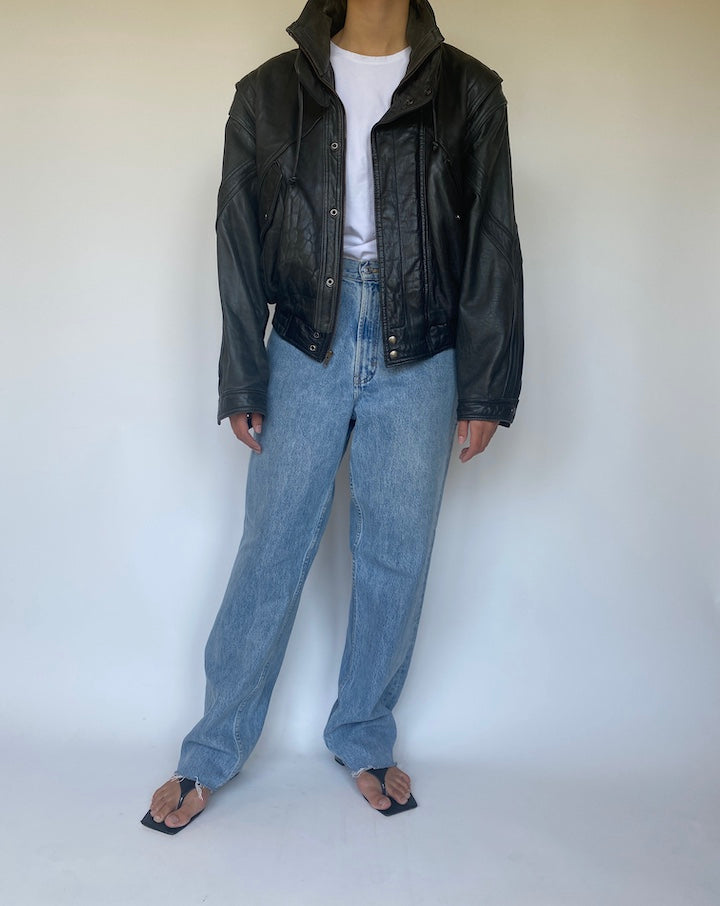 VINTAGE BLACK LEATHER JACKET 3357