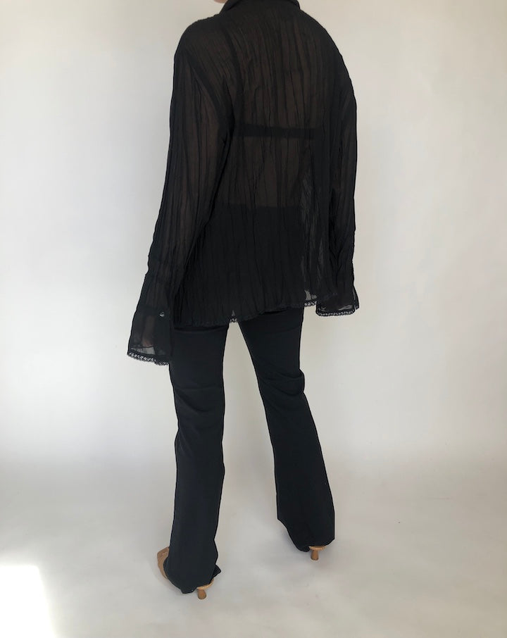 VINTAGE SHEER BLACK BLOUSE 392