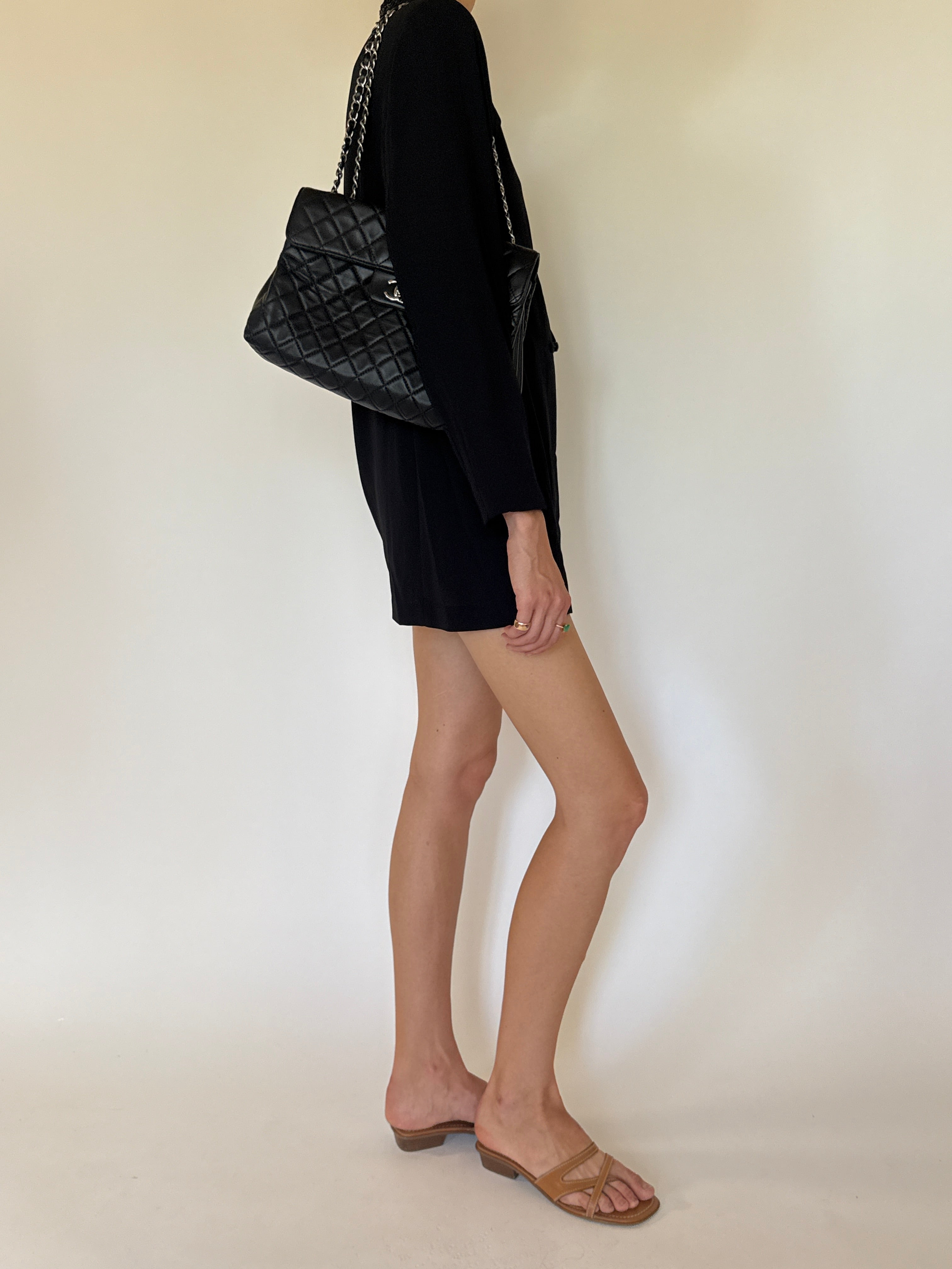 Vintage black embellished mandarin collar jacket side view