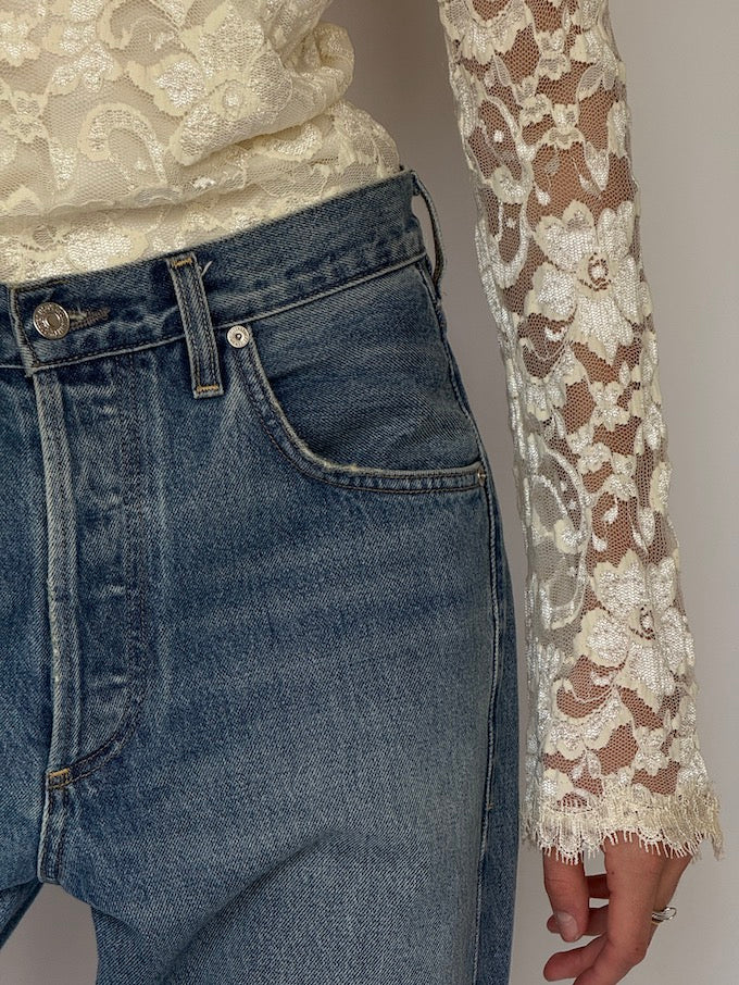 Vintage Ivory Lace Top 6613