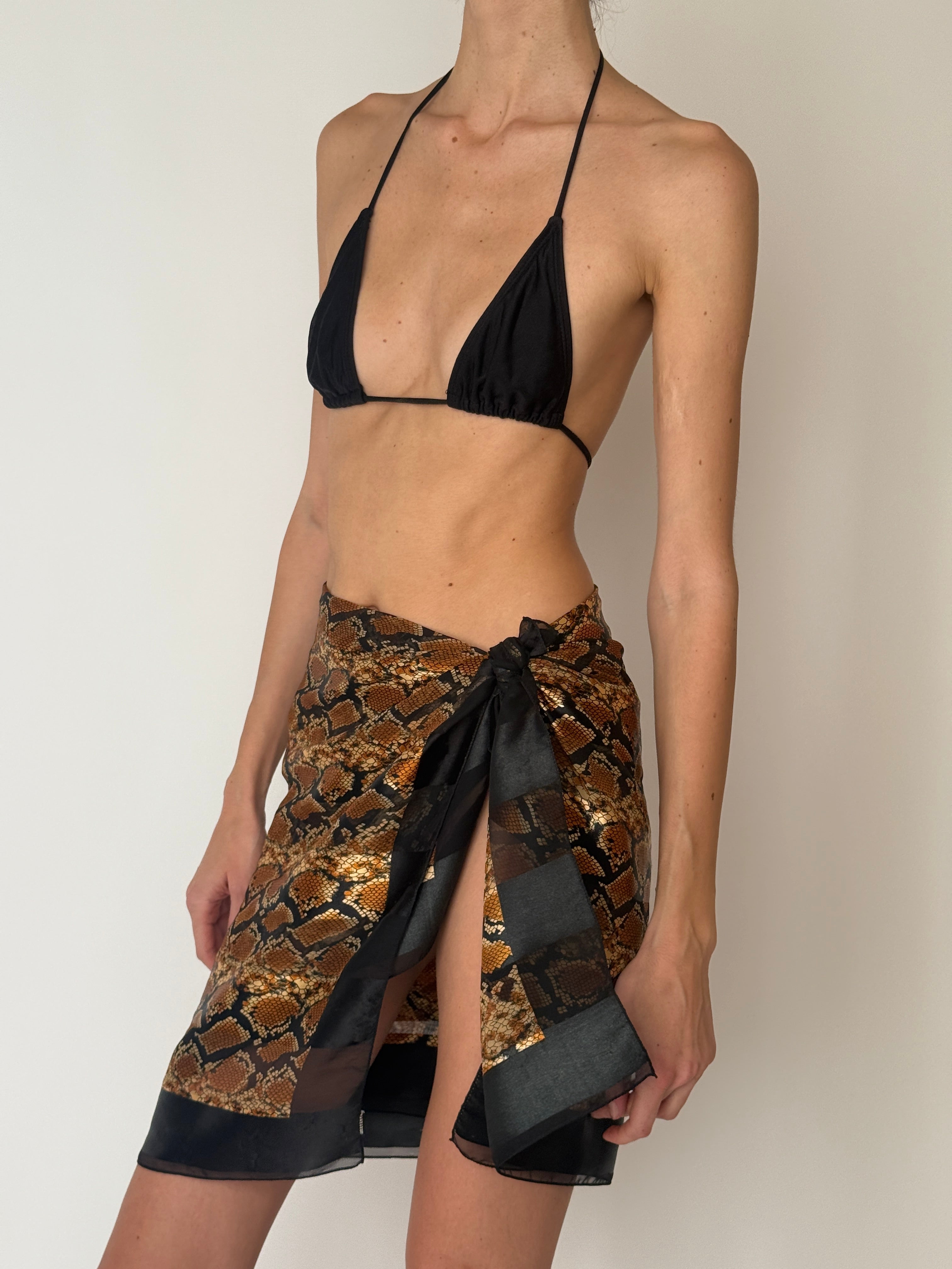 Vintage snake print sarong side view