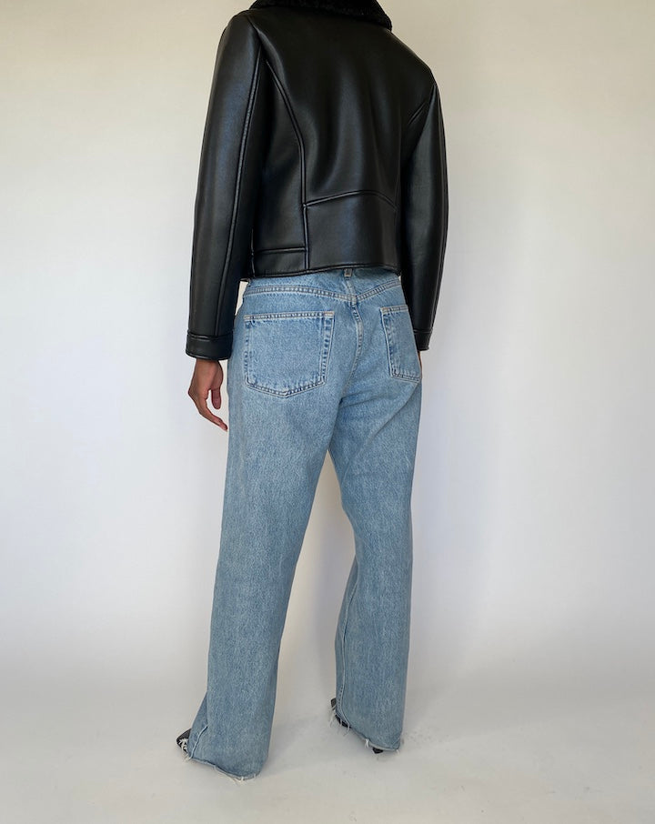 VINTAGE BLACK FAUX LEATHER JACKET 4317