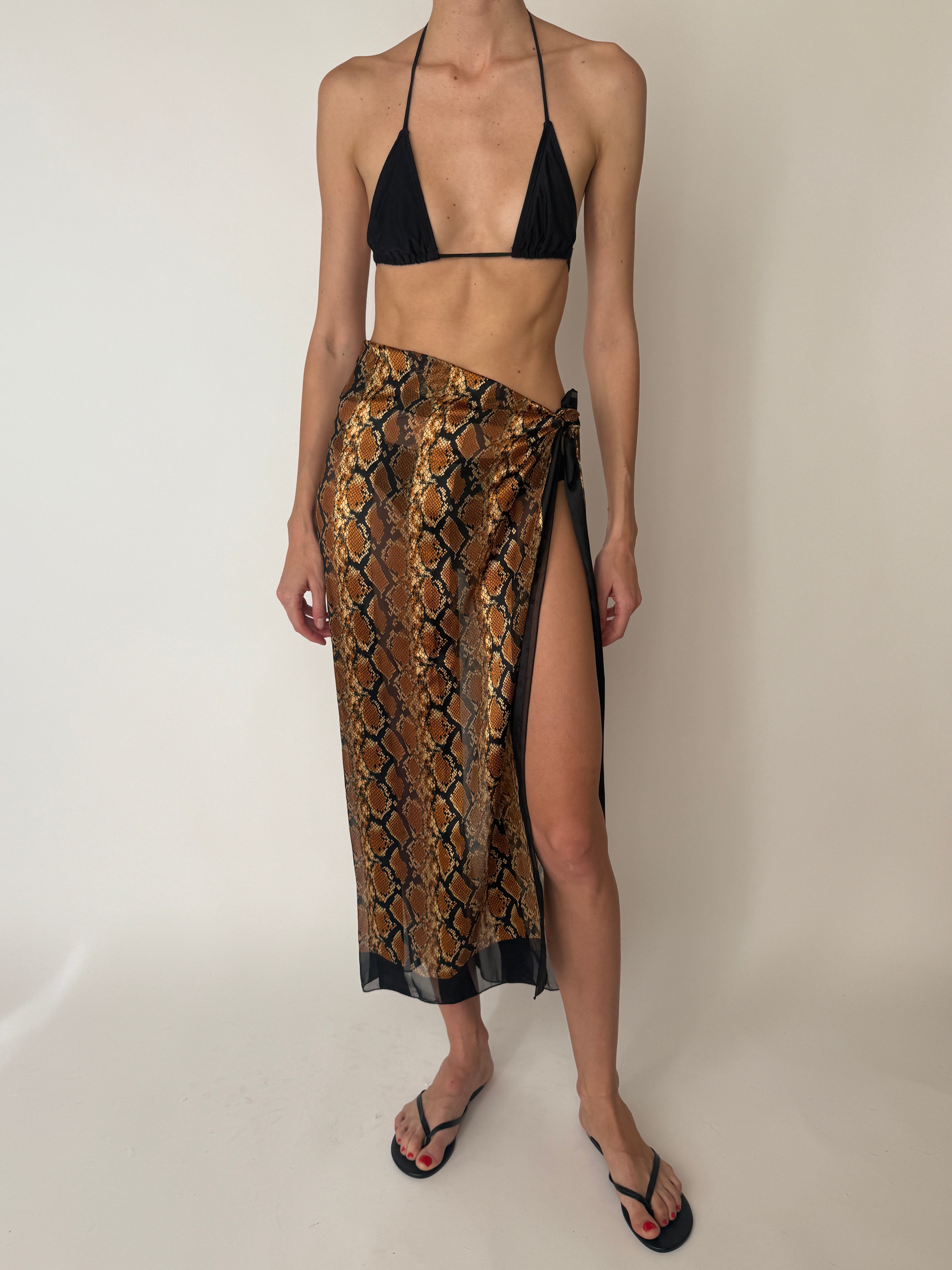 Vintage snake print sarong front view