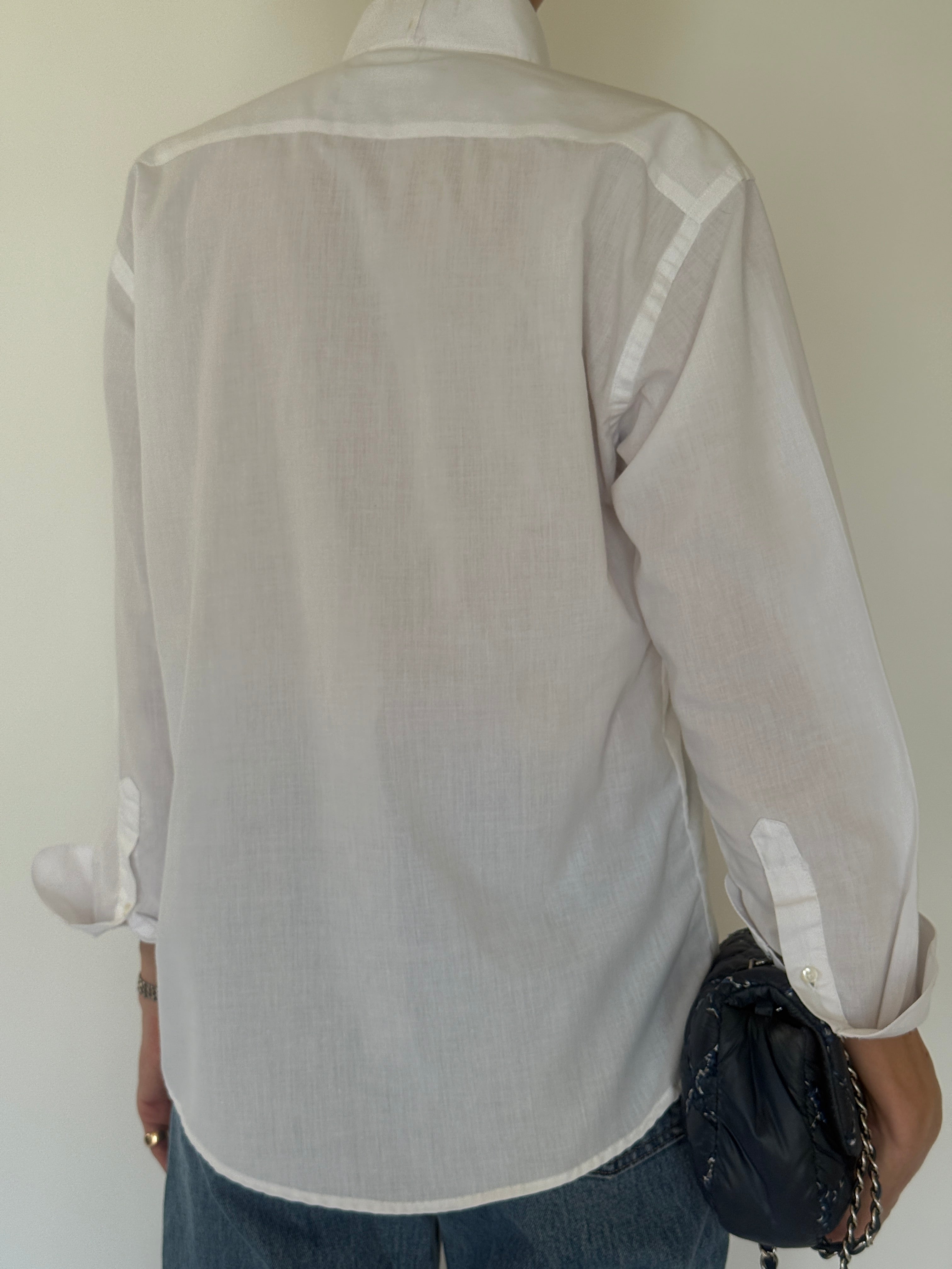 Vintage white pleated tuxedo shirt back view