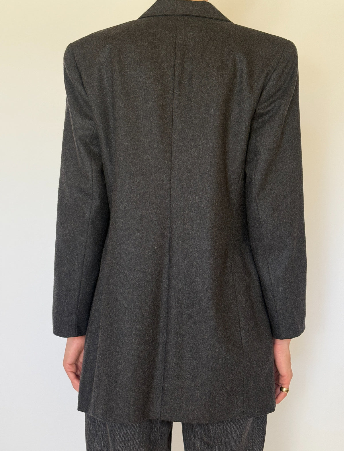 Vintage charcoal gray tailored wool blend blazer