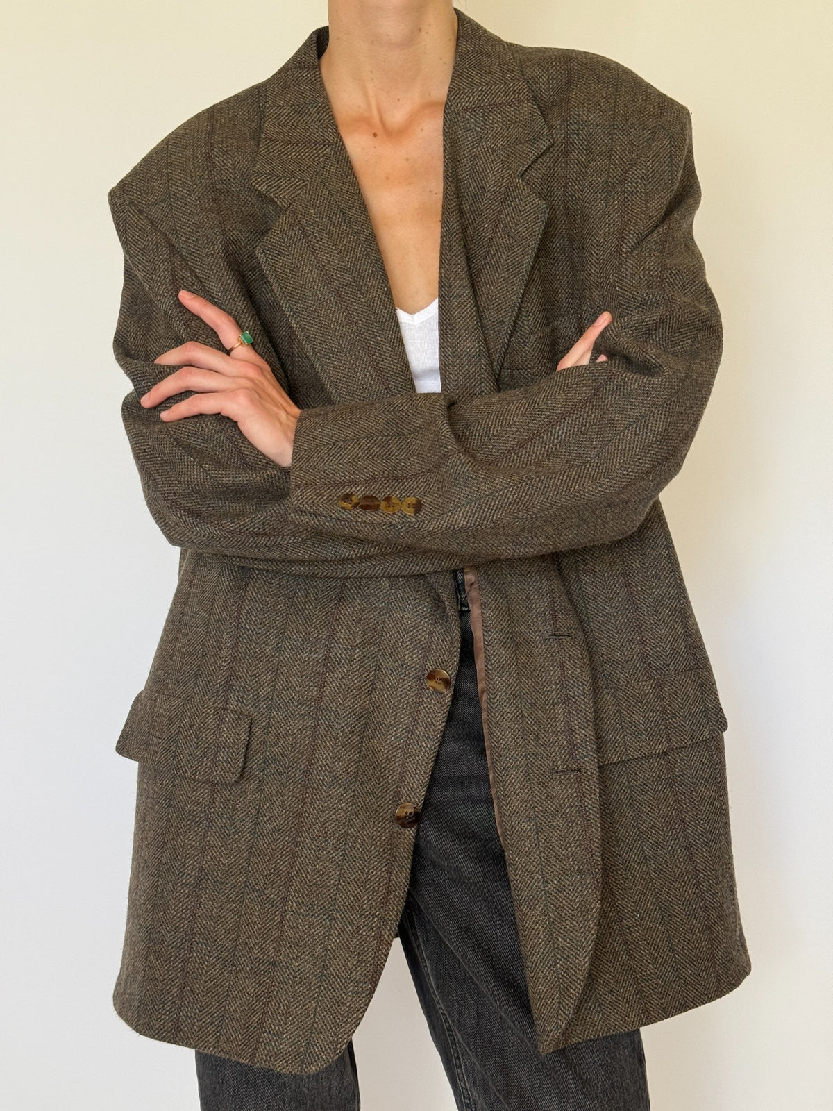 Close up of lapels and cuff buttons