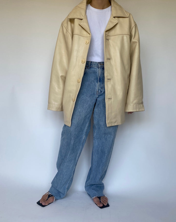VINTAGE BEIGE OVERSIZED LEATHER JACKET 3363