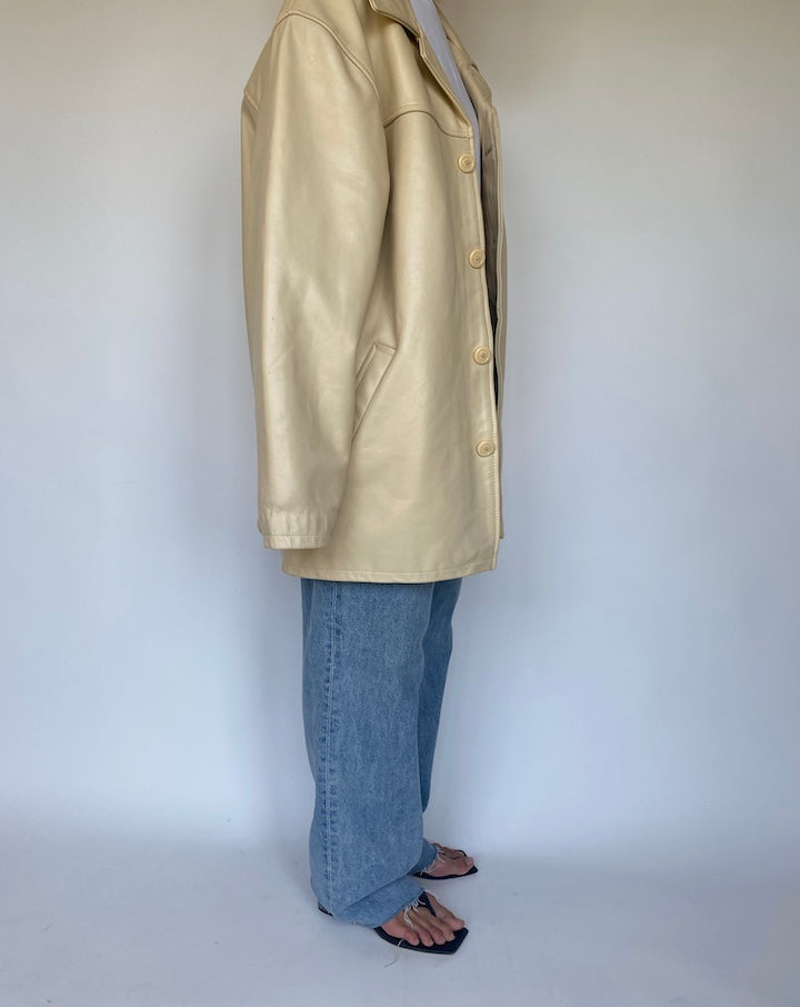 VINTAGE BEIGE OVERSIZED LEATHER JACKET 3363