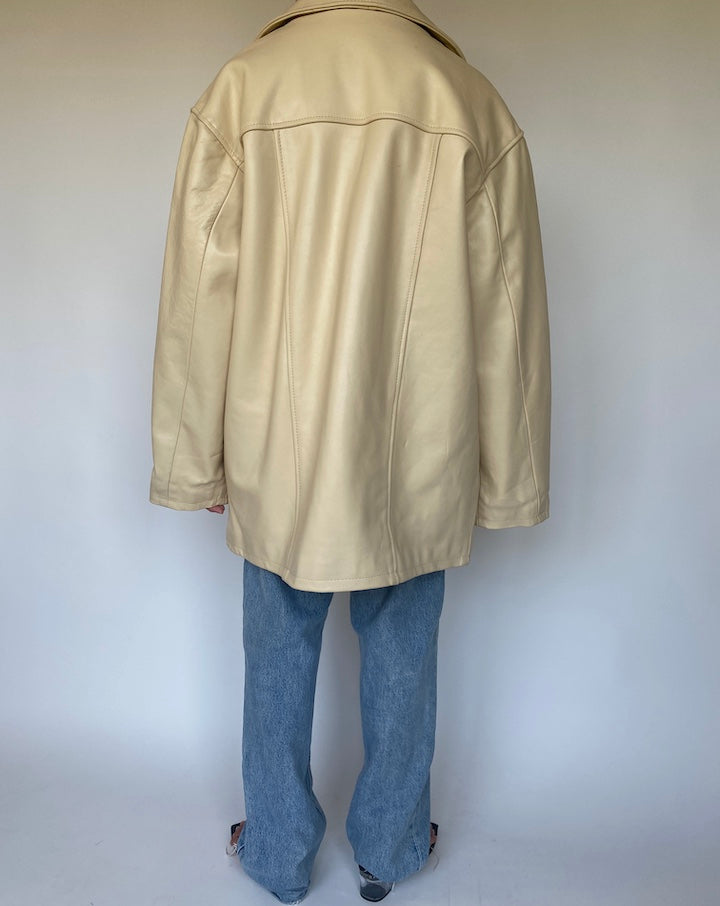 VINTAGE BEIGE OVERSIZED LEATHER JACKET 3363
