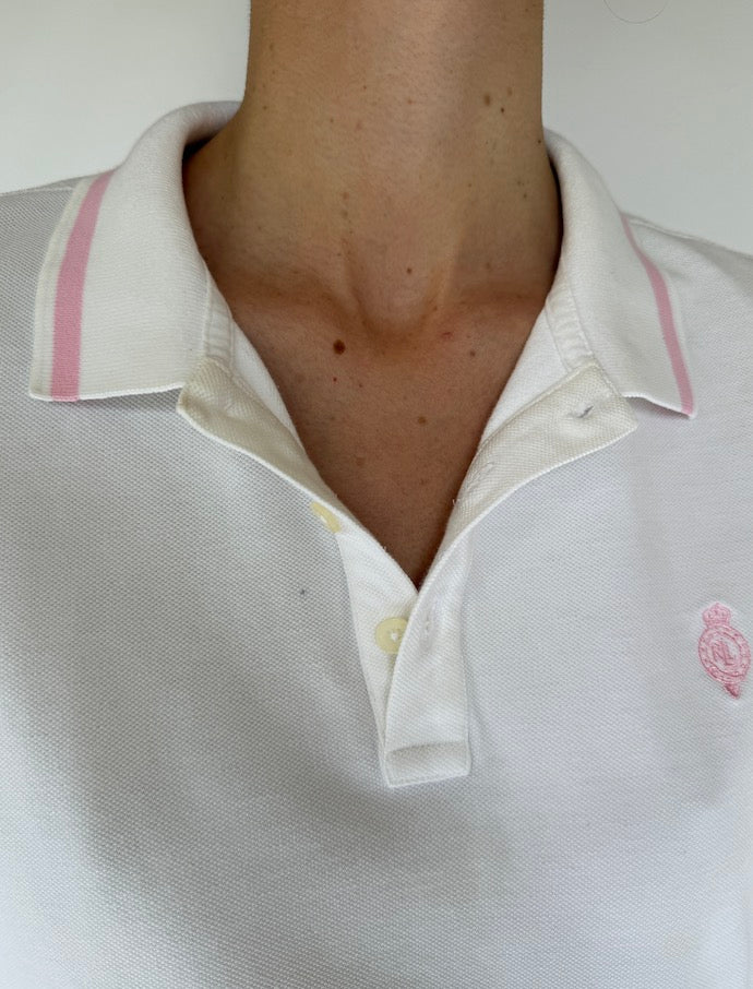 VINTAGE RALPH LAUREN POLO SHIRT WHITE & PINK 6054