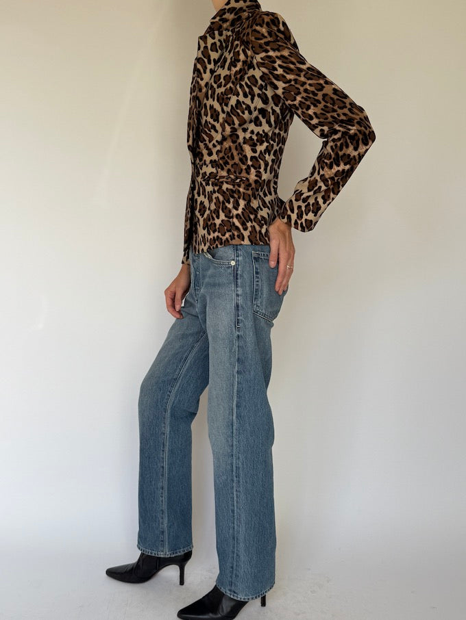 Vintage Leopard Print Blazer 6644