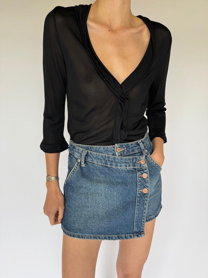 Vintage Sheer Top Black 6055