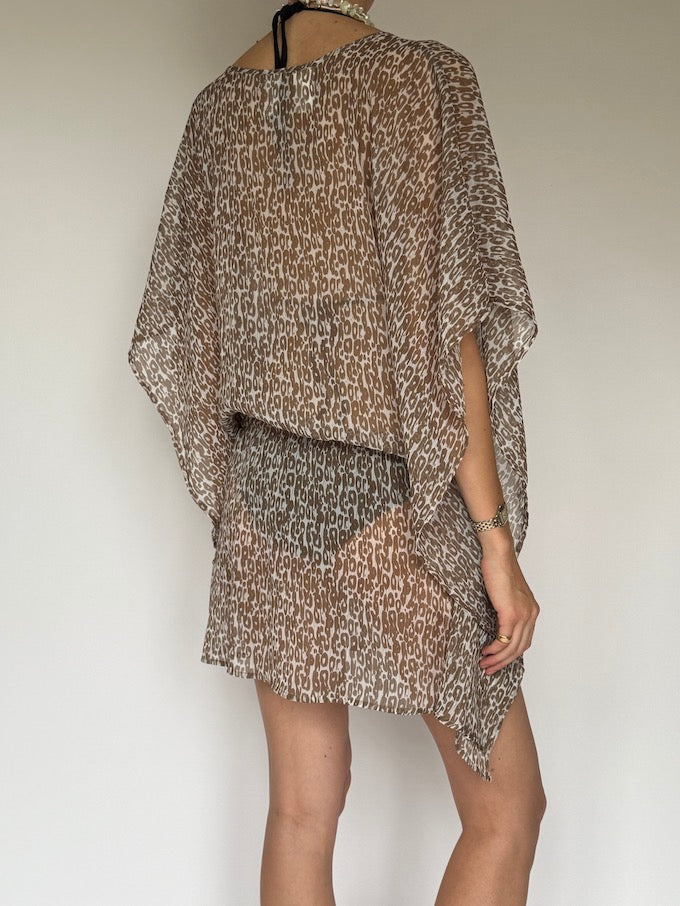 VINTAGE SHEER animal printed BEACH COVER-UP 6253