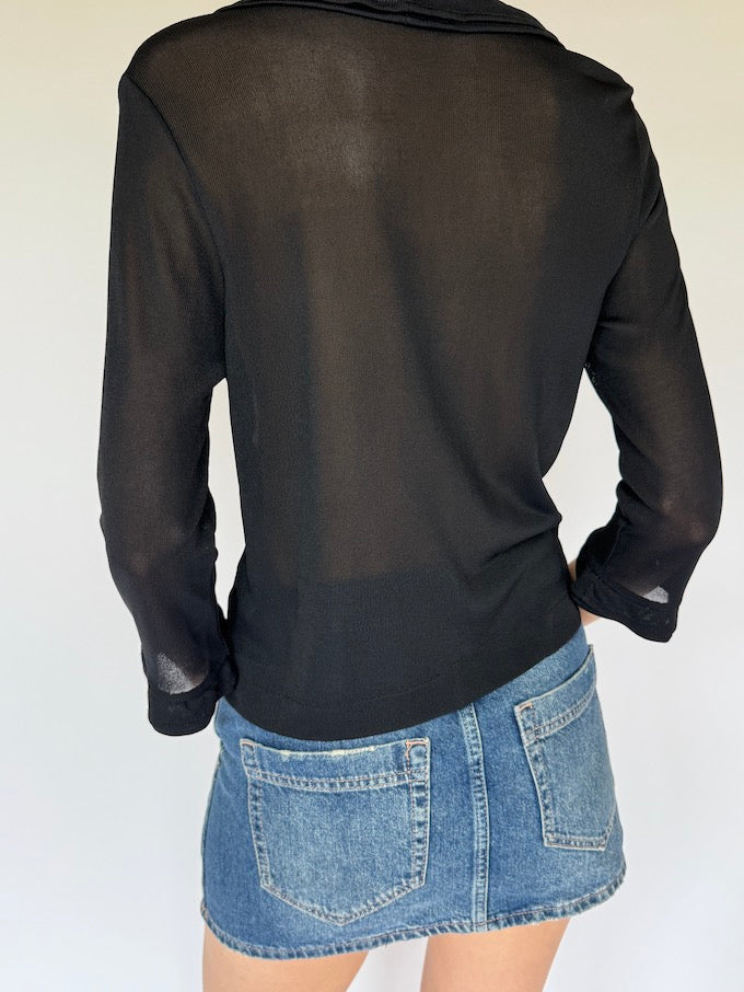 Vintage Sheer Top Black 6055