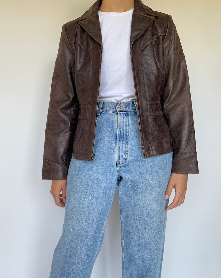 VINTAGE DARK BROWN LEATHER JACKET 3367