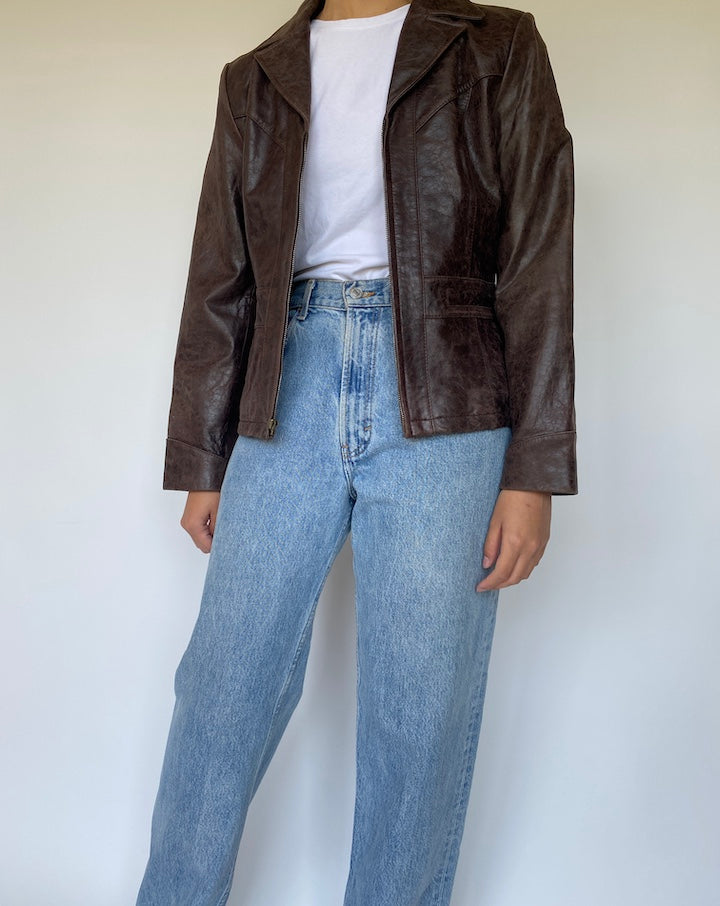 VINTAGE DARK BROWN LEATHER JACKET 3367