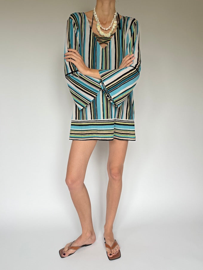 Vintage Coastal Stripe Tunic Beach Cover-Up 6254