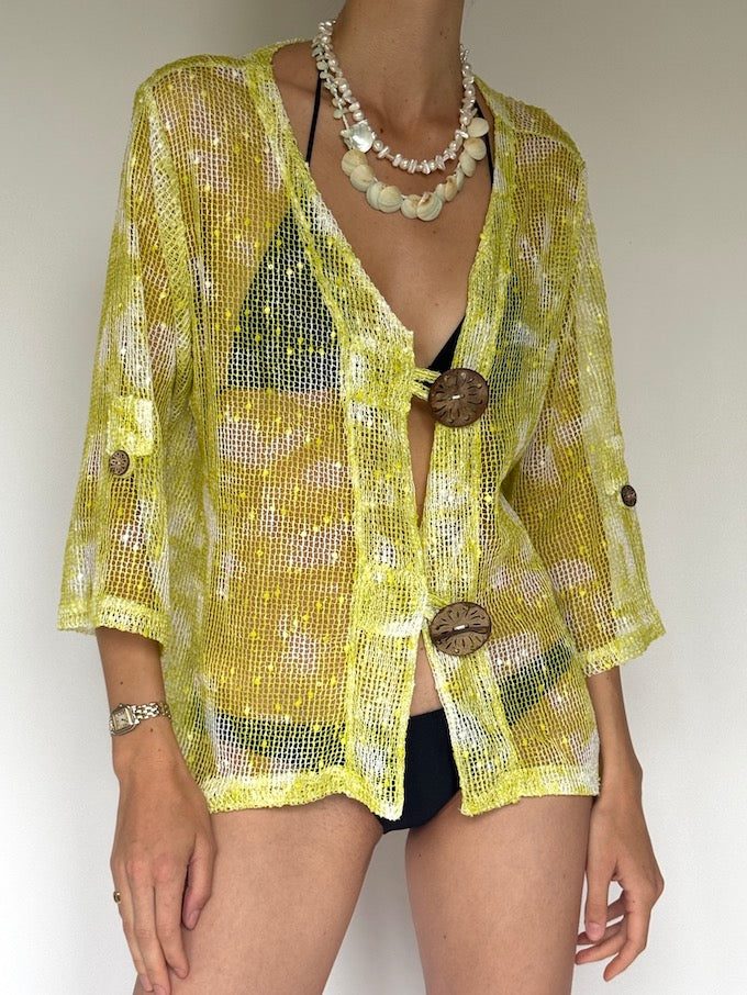 Vintage Sheer Knit Cover-Up lemon 6255