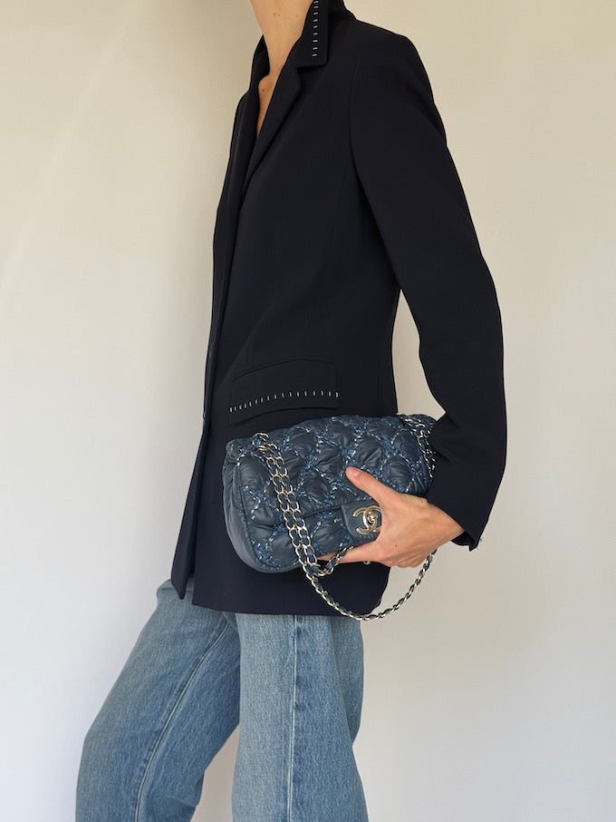 Vintage Tailored Longline Blazer Navy 6616