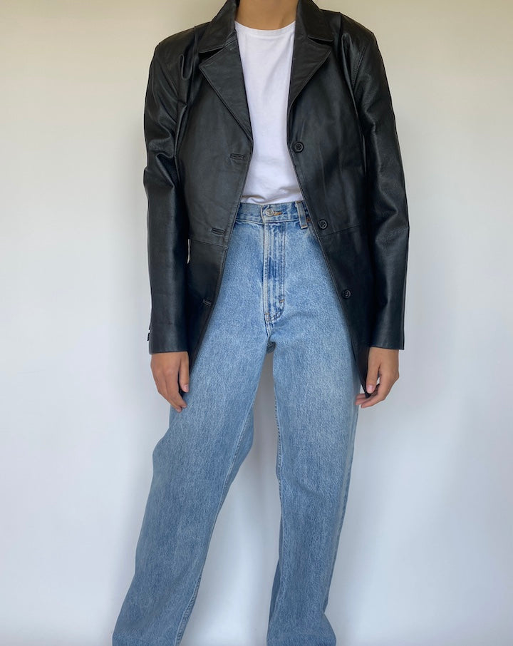 VINTAGE BLACK LEATHER JACKET 3370