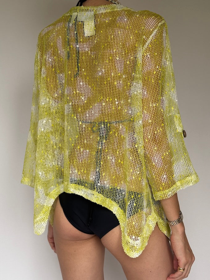 Vintage Sheer Knit Cover-Up lemon 6255