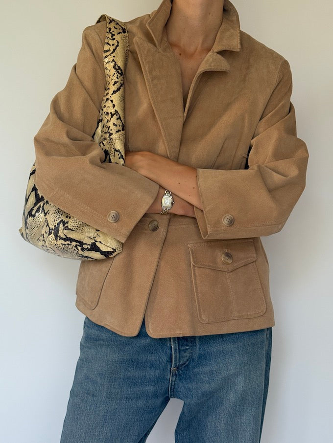 Vintage suede leather jacket honey brown 6162