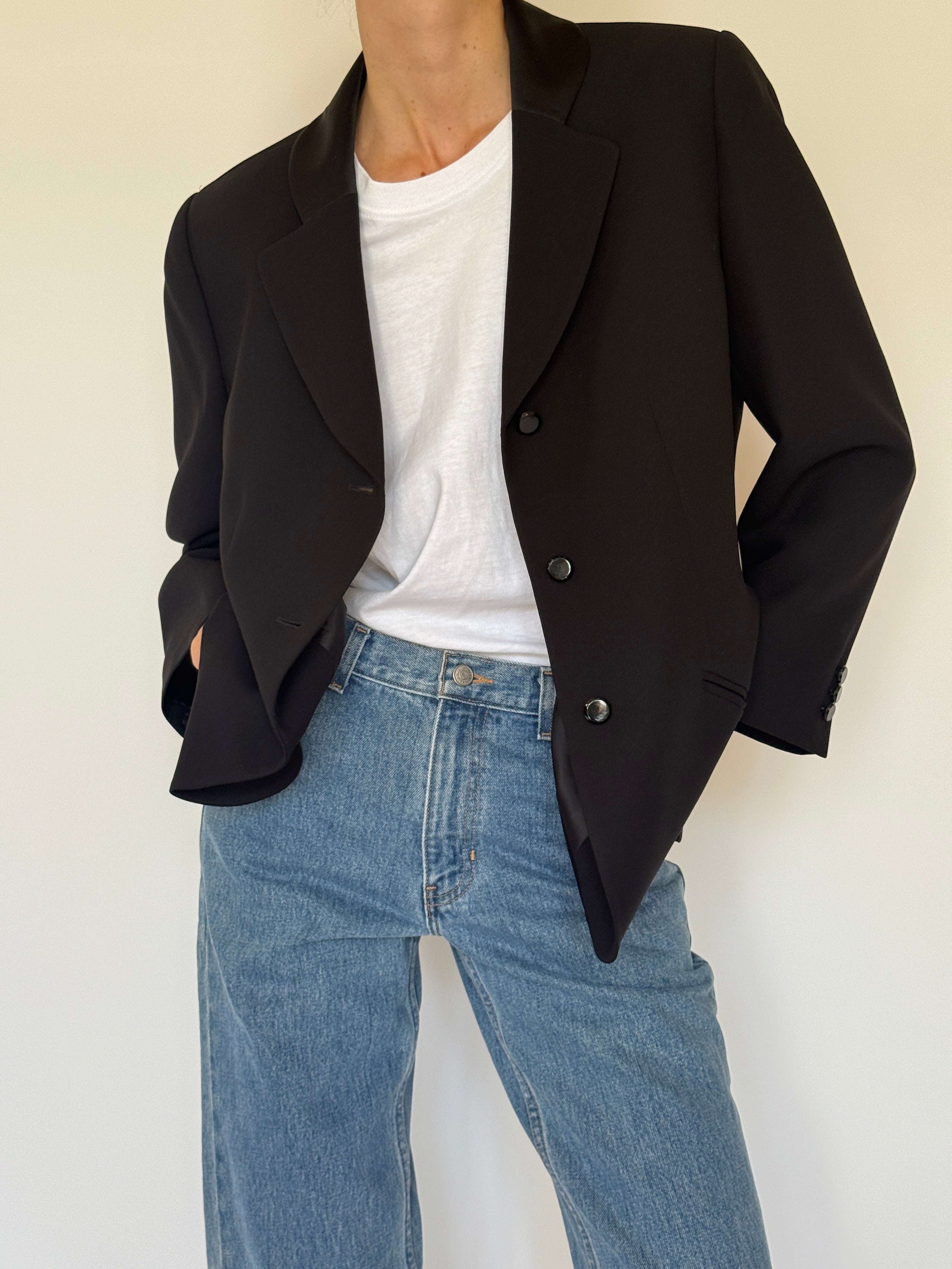 Vintage black blazer button detail