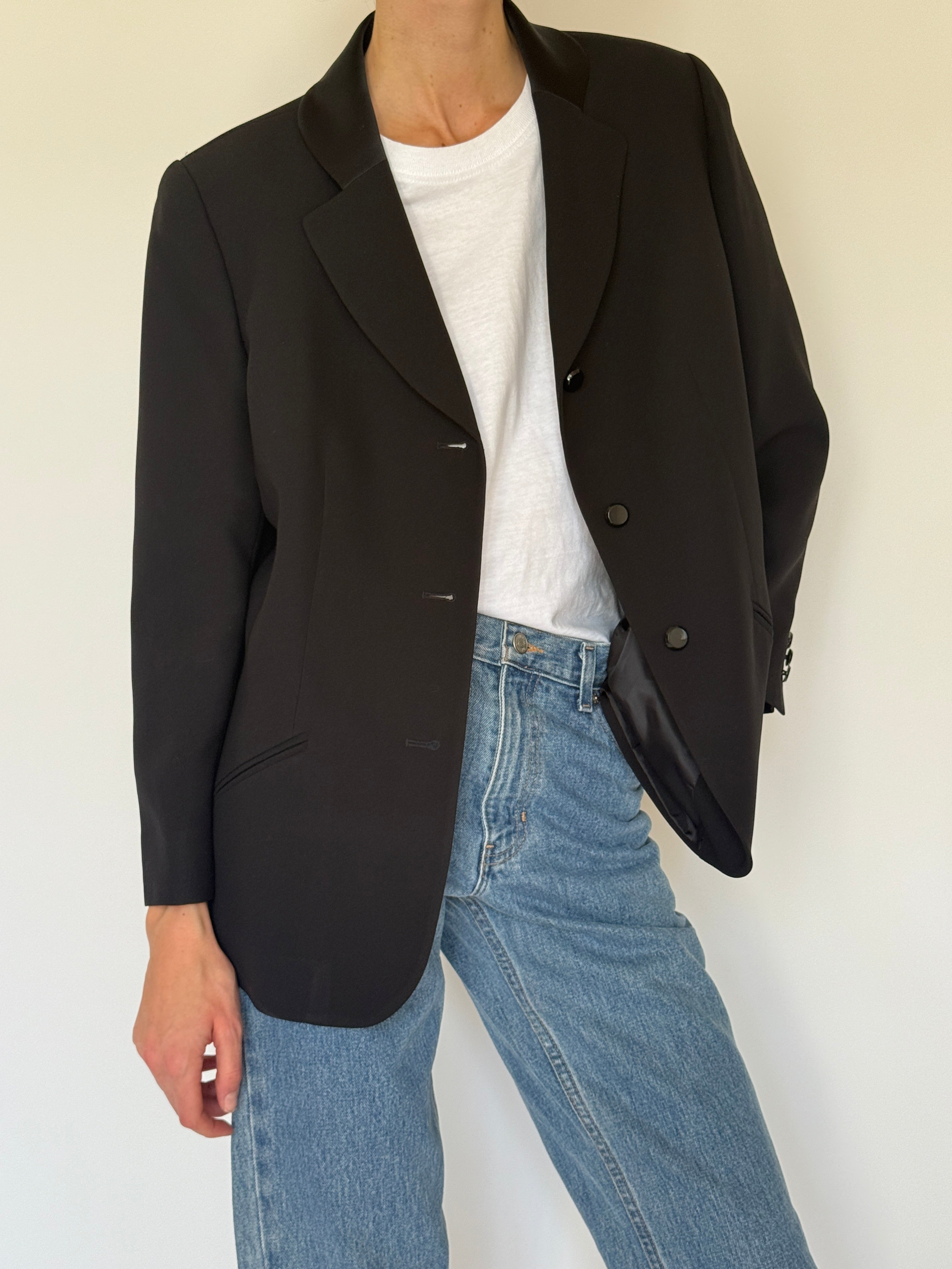 Vintage black blazer pocket detail