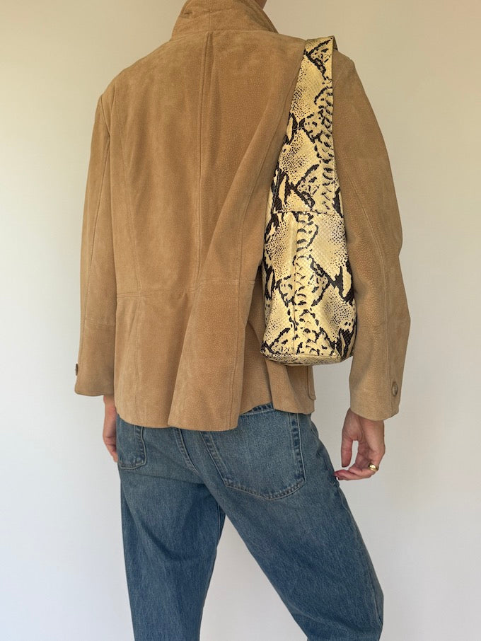 Vintage suede leather jacket honey brown 6162