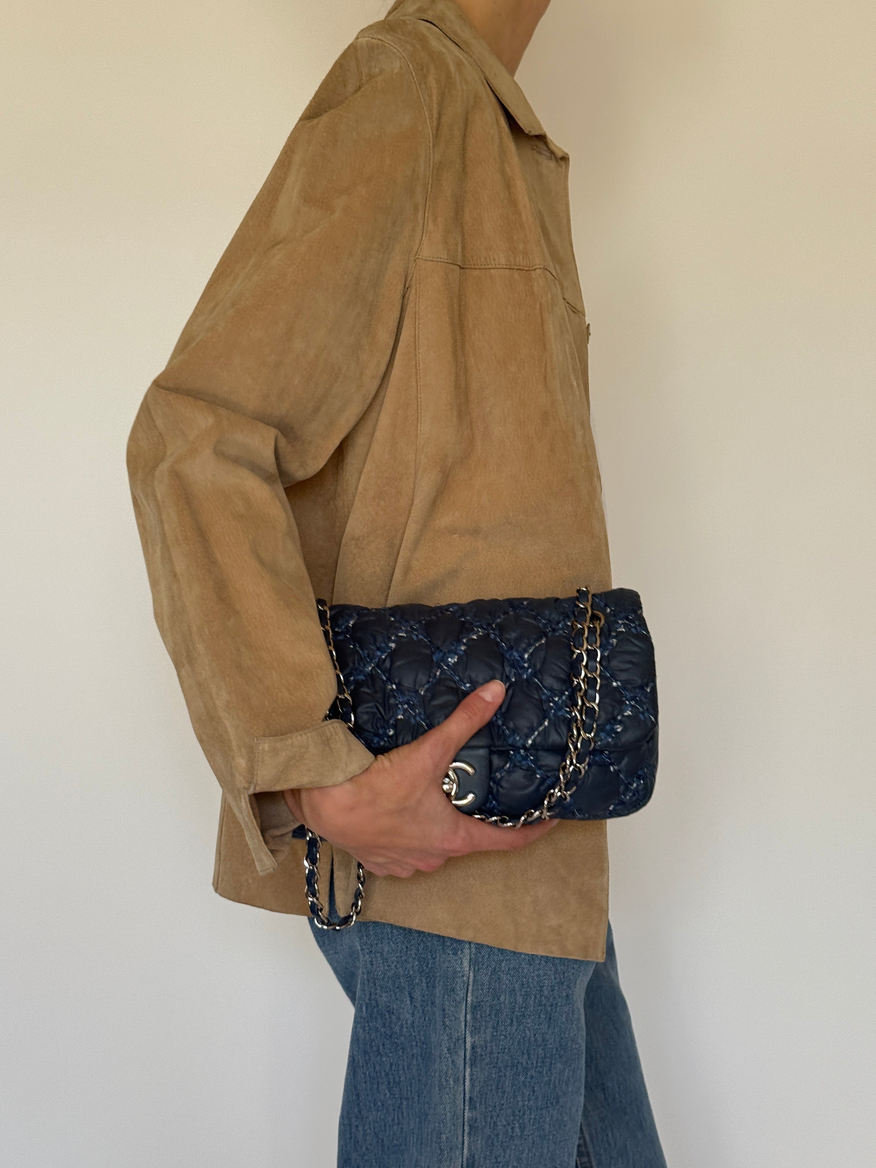 Vintage tan suede jacket side view