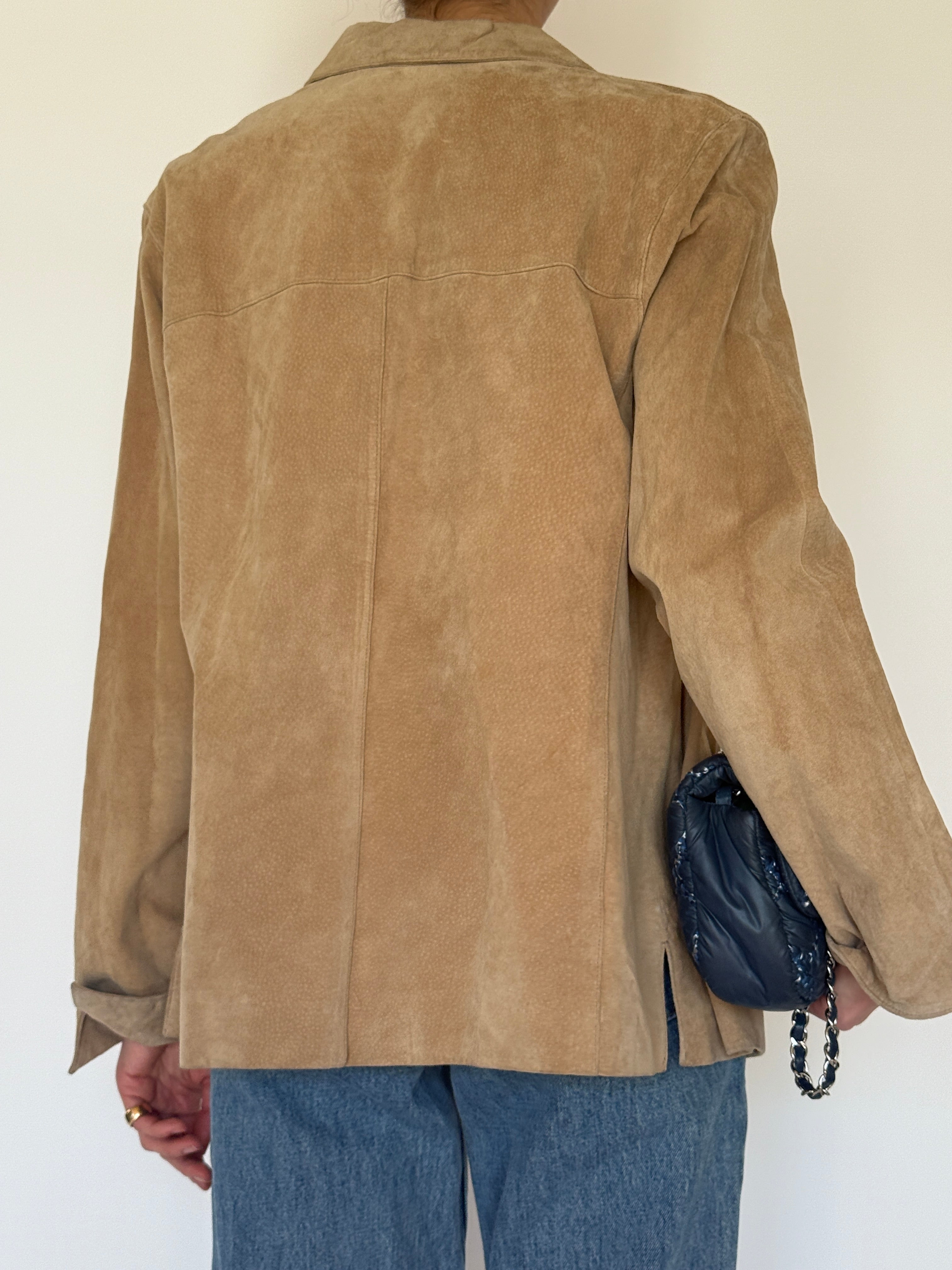 Vintage tan suede jacket back view