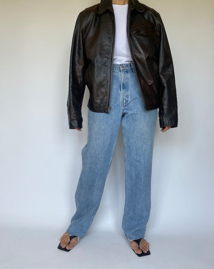 VINTAGE DARK BROWN LEATHER JACKET 3374