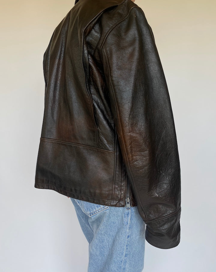 VINTAGE DARK BROWN LEATHER JACKET 3374