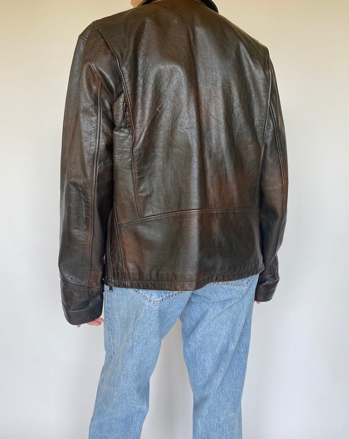 VINTAGE DARK BROWN LEATHER JACKET 3374