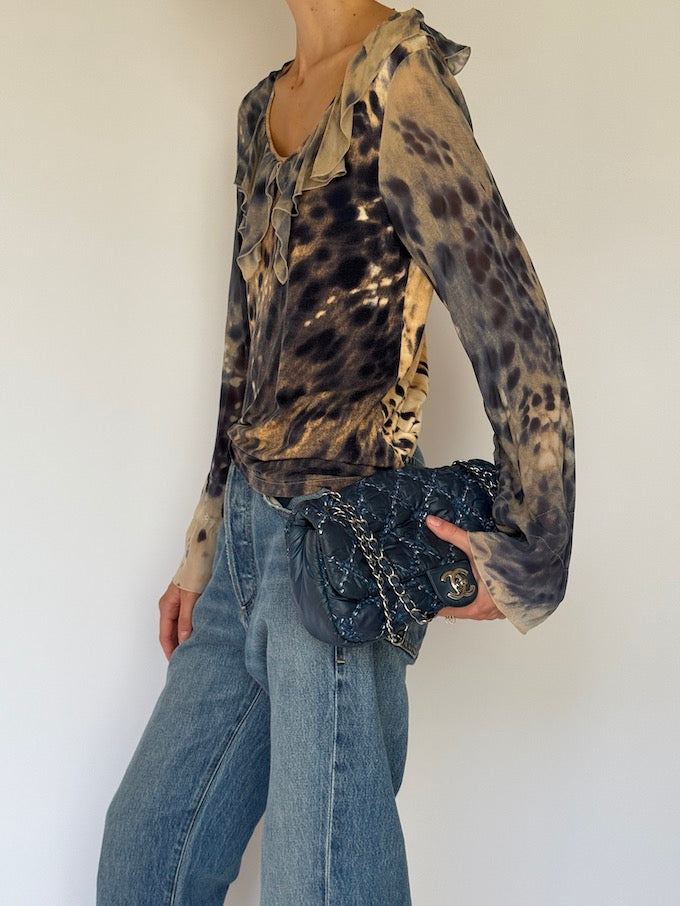 Vintage Tie-Dye Ruffle Blouse 6618