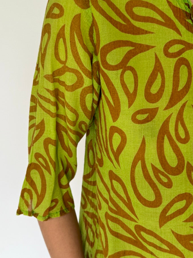 Vintage Light Weight Green and Brown Top 2071