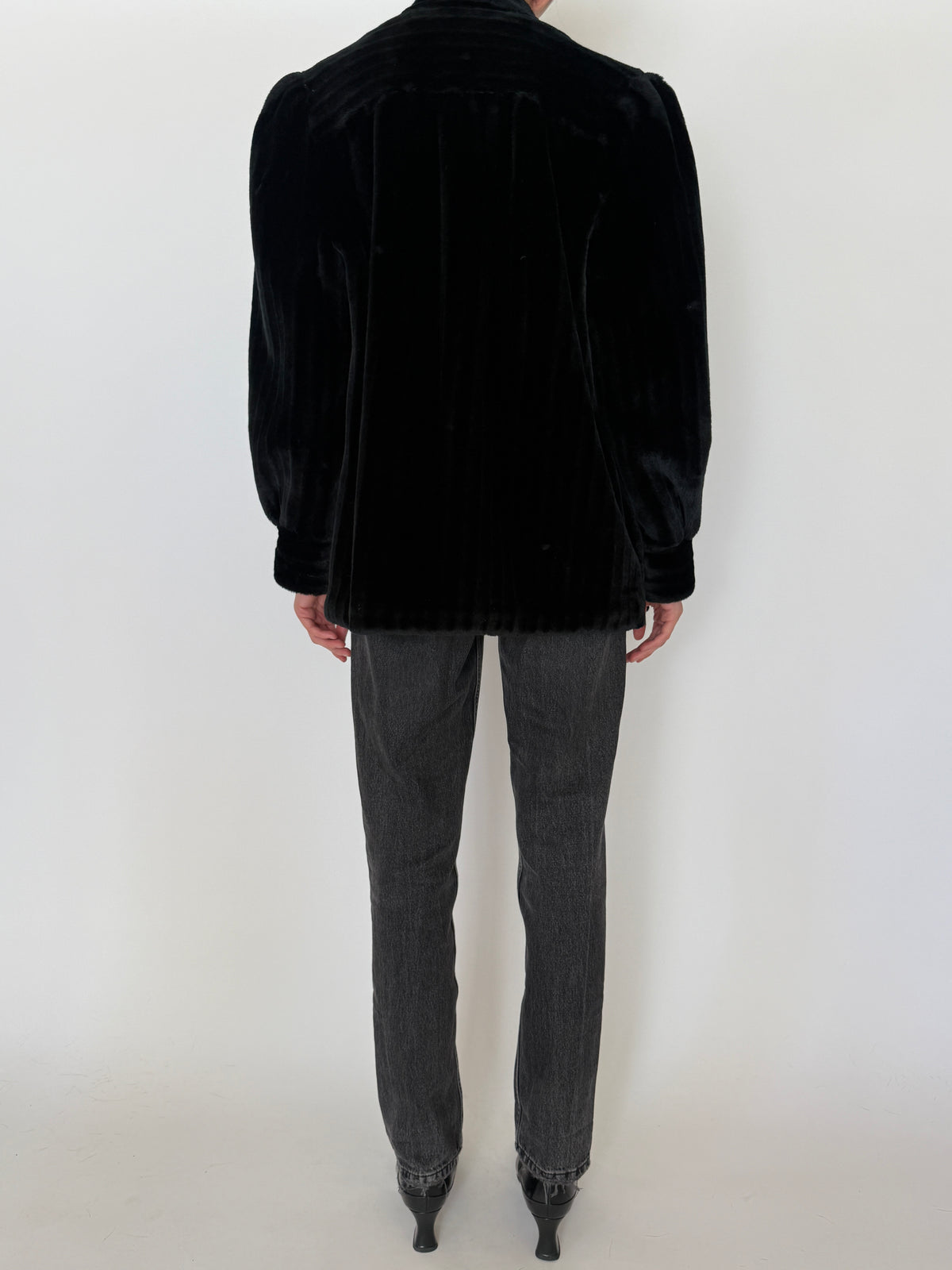 Vintage Faux Fur Coat Black 7607