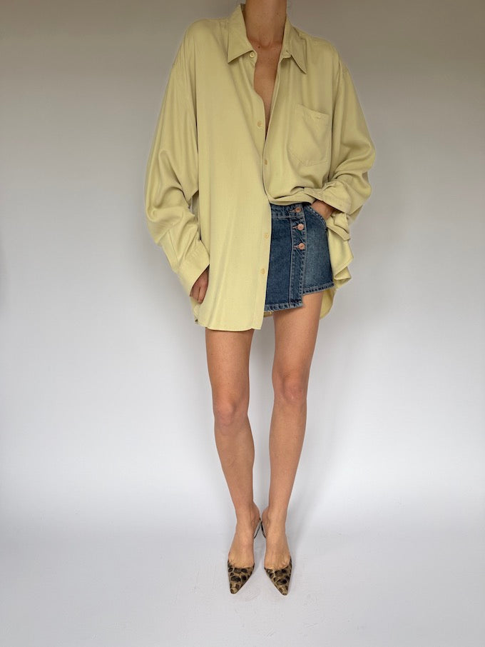 Vintage oversized silk shirt in butter 6060
