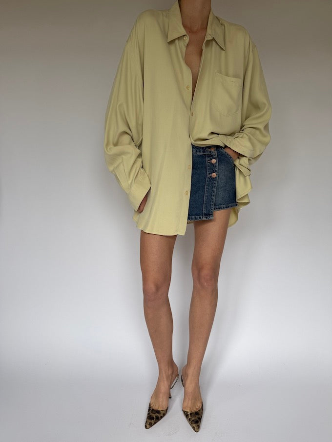 Vintage oversized silk shirt in butter 6060