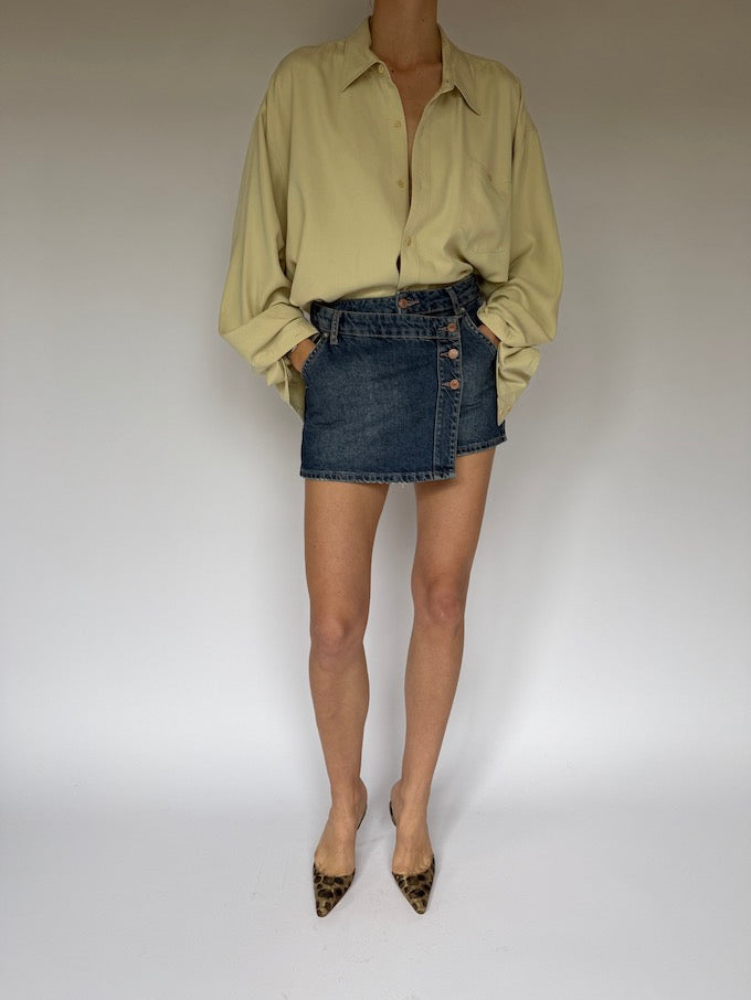 Vintage oversized silk shirt in butter 6060